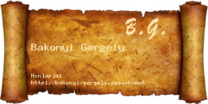Bakonyi Gergely névjegykártya
